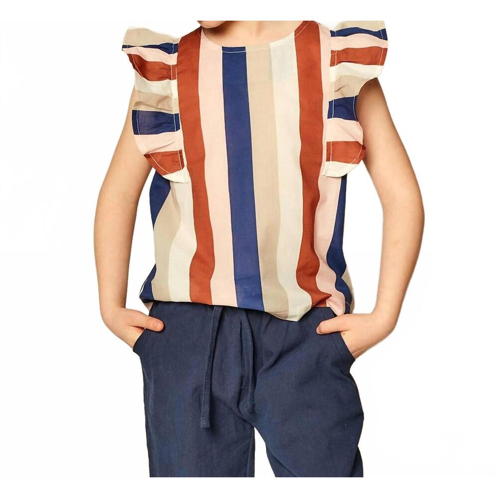 NEW KIDS ON THE MOON ruffled stripe blouse in chocolate time